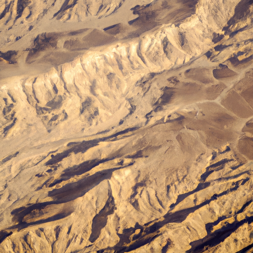 An aerial view of the Negev showcasing its vast sand dunes and rugged terrain.