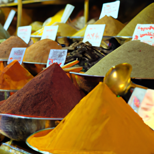 3. A vibrant image of a local market in Jerusalem, brimming with a variety of food and spices.